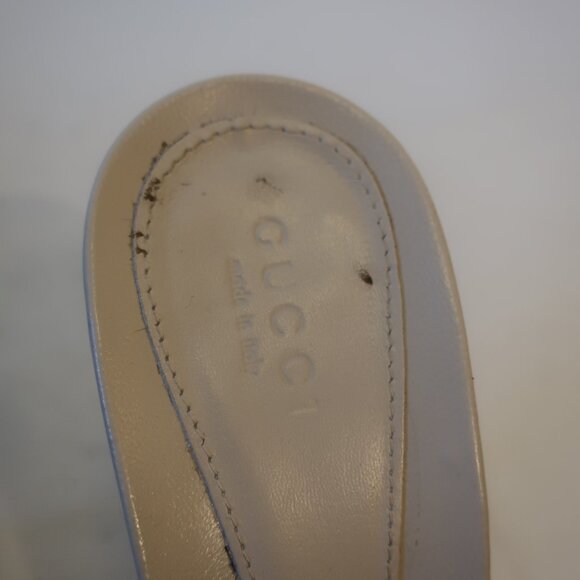 Womens Gucci Pink Stiletto Heel Open Toe Leather Sandal Mule Heels 38.5 US/8.5 - Picture 8 of 11